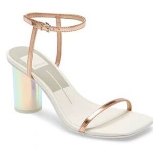 DOLCE VITA Naomey Strappy Statement Iridescent Heel Sandal Rose Gold 7.5